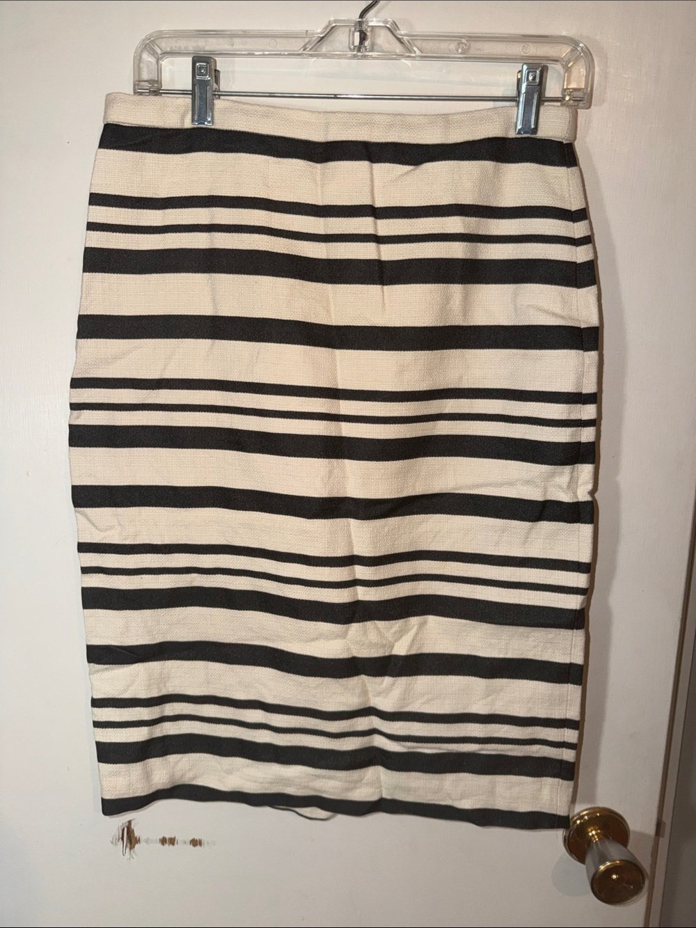 J. Crew Black and White Striped Pencil Skirt